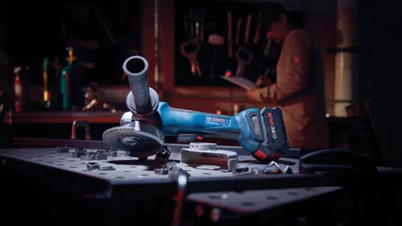 Bosch BOS-GWS18V-10PB14 18V 4-1/2 – 5in. Angle Grinder Kit with No Lock-On Paddle with (1) CORE18V 8.0Ah High Power Battery