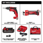 Milwaukee MIL-2866-22CTP M18 FUEL 18-Volt Lithium-Ion Brushless Cordless Drywall Screw Gun Compact Kit with M18 Cutout Tool