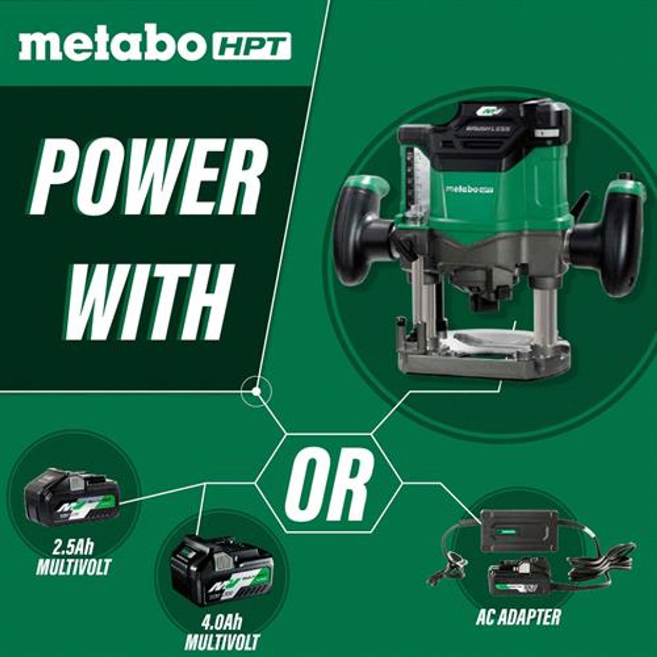 Metabo-HPT HPT-M3612DAM 36V Cordless Variable Speed Plunge Router 2.5Ah Kit