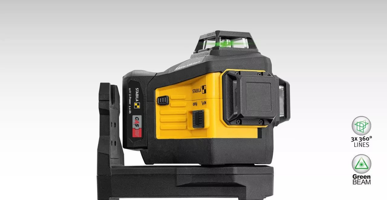 Stabila STAB-03420 Multi-line Cordless 3x 360-Degree Green Beam Laser LAX 600 G