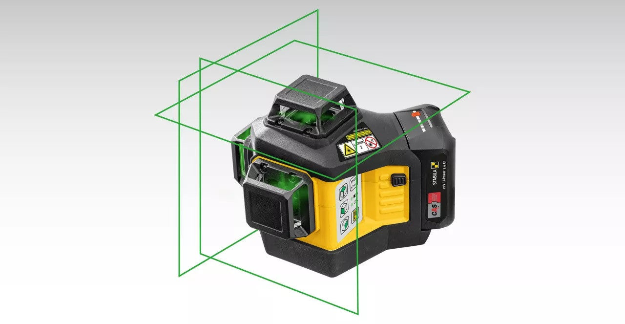 Stabila STAB-03420 Multi-line Cordless 3x 360-Degree Green Beam Laser LAX 600 G