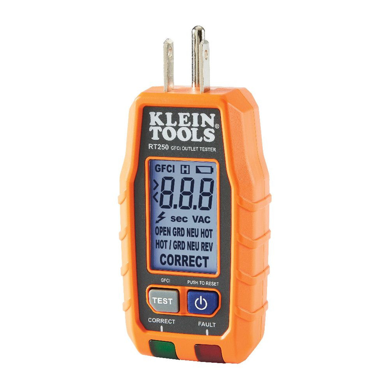 Klein KLE-RT250 GFCI Receptacle Tester with LCD