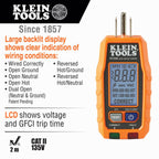 Klein KLE-RT250 GFCI Receptacle Tester with LCD