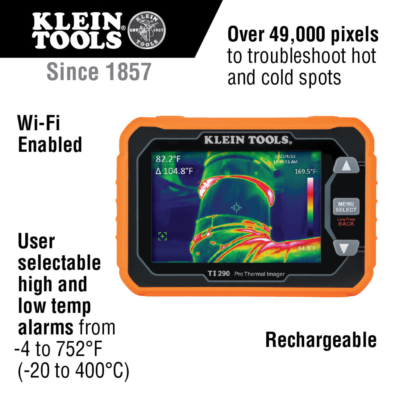 Klein KLE-TI290 Rechargeable Pro Thermal Imager with Wi-Fi