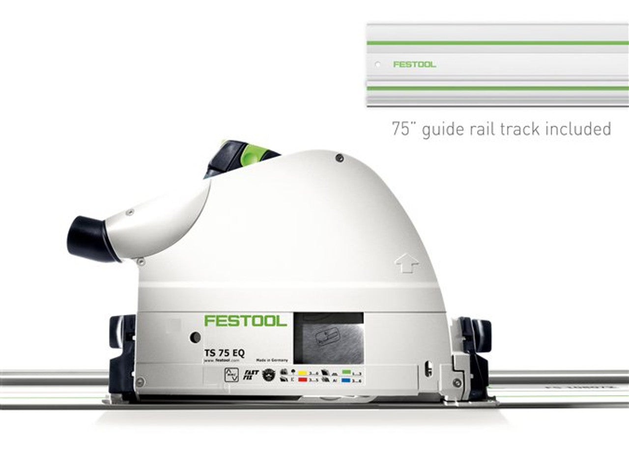 Festool FES-575390 TS 75 EQ Plunge Cut Track Saw + 75in Guide Rail Track