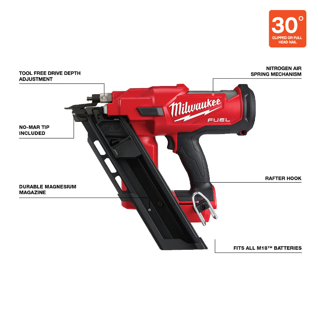 Milwaukee MIL-2745-20 M18 FUEL 30 Degree Framing Nailer Bare Tool